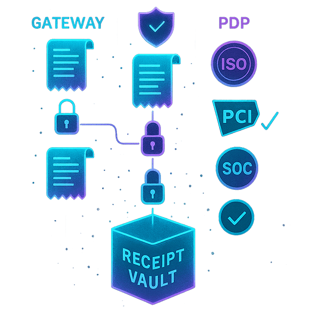 Visual representation of audit receipts showing provable evidence chain