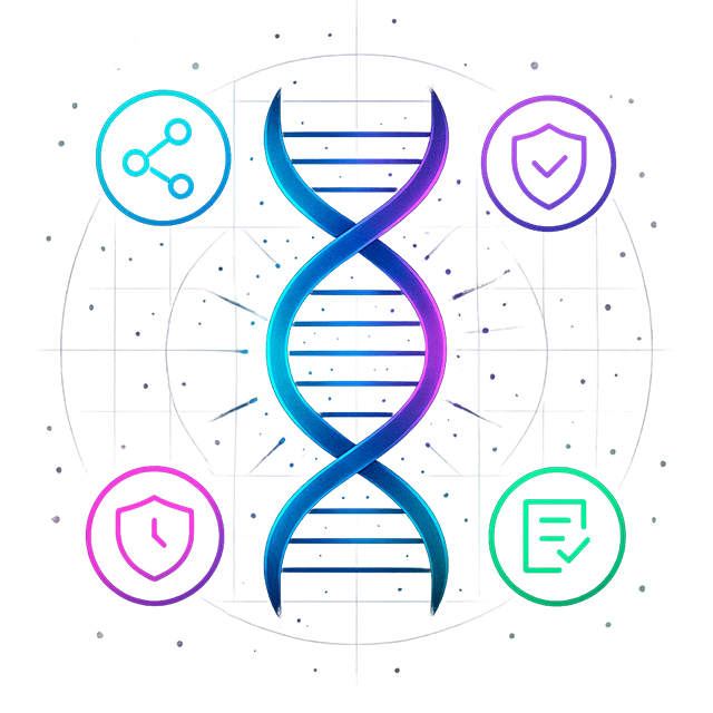 DNA strands with technology illustration
